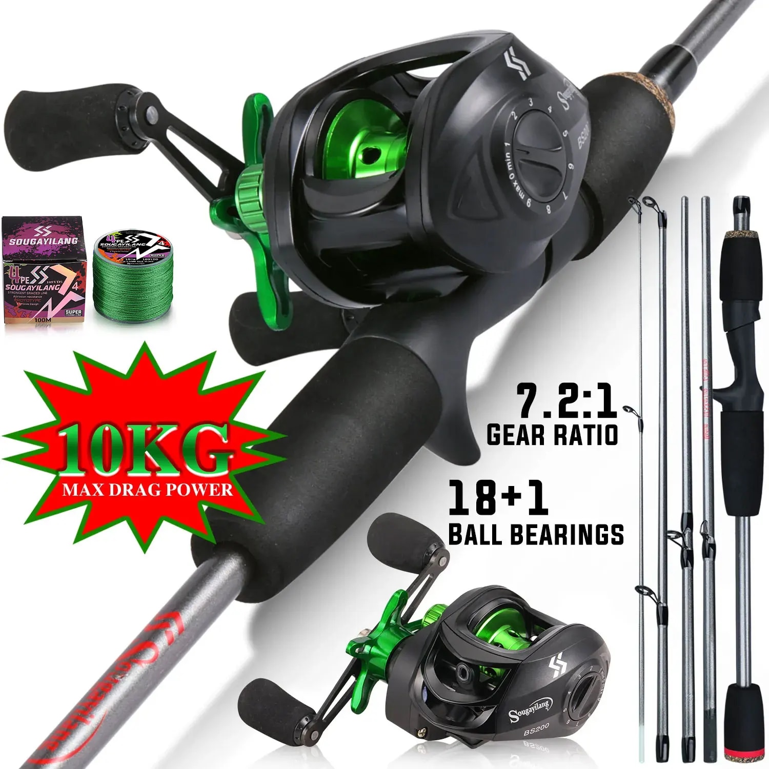 Sougayilang Hengel Combo 1.7m  - Fishing Rod Combo recensie en prijs